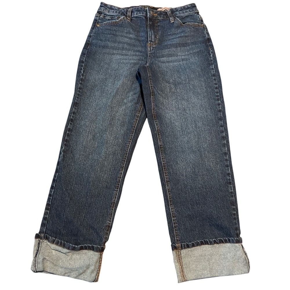 BCBGeneration Womens Mid Rise Cuffed Straight Leg Jeans Dark Wash Size 3/26